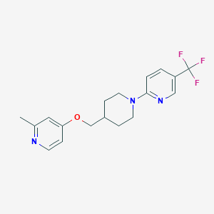 molecular formula C18H20F3N3O B2905556 2-Methyl-4-[[1-[5-(trifluoromethyl)pyridin-2-yl]piperidin-4-yl]methoxy]pyridine CAS No. 2379994-74-6