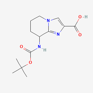 molecular formula C13H19N3O4 B2905571 8-[(2-Methylpropan-2-yl)oxycarbonylamino]-5,6,7,8-tetrahydroimidazo[1,2-a]pyridine-2-carboxylic acid CAS No. 2305255-74-5