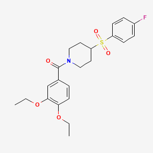 molecular formula C22H26FNO5S B2905582 (3,4-Diethoxyphenyl)(4-((4-fluorophenyl)sulfonyl)piperidin-1-yl)methanone CAS No. 1705399-07-0