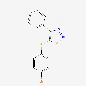 molecular formula C14H9BrN2S2 B2905586 4-Bromophenyl 4-phenyl-1,2,3-thiadiazol-5-yl sulfide CAS No. 338398-33-7
