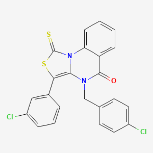 molecular formula C23H14Cl2N2OS2 B2905587 4-(4-chlorobenzyl)-3-(3-chlorophenyl)-1-thioxo-1H-thiazolo[3,4-a]quinazolin-5(4H)-one CAS No. 872199-43-4