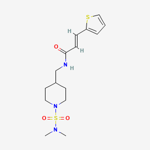 molecular formula C15H23N3O3S2 B2905594 （E）-N-((1-(N,N-二甲基氨磺酰基)哌啶-4-基)甲基)-3-(噻吩-2-基)丙烯酰胺 CAS No. 2034893-85-9