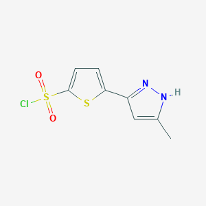 molecular formula C8H7ClN2O2S2 B2905597 5-(3-methyl-1H-pyrazol-5-yl)thiophene-2-sulfonyl chloride CAS No. 1273553-52-8