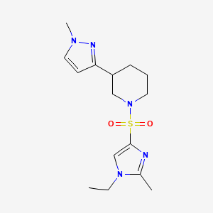 molecular formula C15H23N5O2S B2905599 1-((1-ethyl-2-methyl-1H-imidazol-4-yl)sulfonyl)-3-(1-methyl-1H-pyrazol-3-yl)piperidine CAS No. 2194847-45-3
