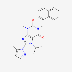 molecular formula C25H26N6O2 B2905600 8-(3,5-dimethyl-1H-pyrazol-1-yl)-7-isopropyl-3-methyl-1-(naphthalen-1-ylmethyl)-1H-purine-2,6(3H,7H)-dione CAS No. 1013876-36-2