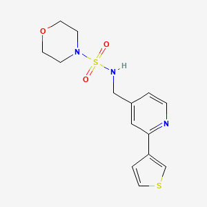 molecular formula C14H17N3O3S2 B2905609 N-((2-(thiophen-3-yl)pyridin-4-yl)methyl)morpholine-4-sulfonamide CAS No. 2034576-00-4