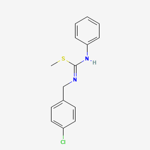 molecular formula C15H15ClN2S B2905610 1-Chloro-4-({[(methylsulfanyl)(phenylimino)methyl]amino}methyl)benzene CAS No. 861212-31-9