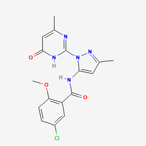 molecular formula C17H16ClN5O3 B2905611 5-chloro-2-methoxy-N-(3-methyl-1-(4-methyl-6-oxo-1,6-dihydropyrimidin-2-yl)-1H-pyrazol-5-yl)benzamide CAS No. 1004638-00-9