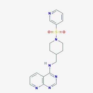 molecular formula C18H20N6O2S B2905613 N-[(1-Pyridin-3-ylsulfonylpiperidin-4-yl)methyl]pyrido[2,3-d]pyrimidin-4-amine CAS No. 2380194-38-5