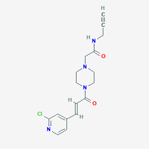 molecular formula C17H19ClN4O2 B2905625 2-[4-[(E)-3-(2-Chloropyridin-4-yl)prop-2-enoyl]piperazin-1-yl]-N-prop-2-ynylacetamide CAS No. 2094952-50-6