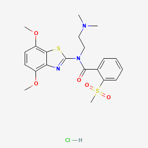 molecular formula C21H26ClN3O5S2 B2905630 N-(4,7-dimethoxybenzo[d]thiazol-2-yl)-N-(2-(dimethylamino)ethyl)-2-(methylsulfonyl)benzamide hydrochloride CAS No. 1217119-74-8