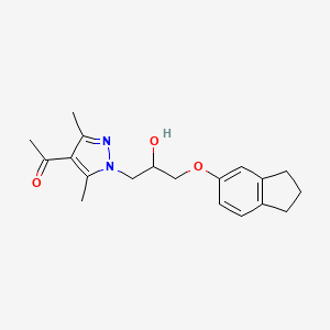 molecular formula C19H24N2O3 B2905633 1-{1-[3-(2,3-dihydro-1H-inden-5-yloxy)-2-hydroxypropyl]-3,5-dimethyl-1H-pyrazol-4-yl}ethanone CAS No. 890604-82-7