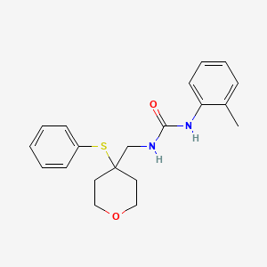 molecular formula C20H24N2O2S B2905634 1-((4-(phenylthio)tetrahydro-2H-pyran-4-yl)methyl)-3-(o-tolyl)urea CAS No. 1797727-02-6