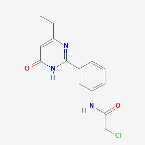 molecular formula C14H14ClN3O2 B2905641 2-Chloro-N-[3-(4-ethyl-6-oxo-1H-pyrimidin-2-yl)phenyl]acetamide CAS No. 2411309-12-9