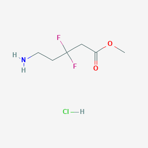 molecular formula C6H12ClF2NO2 B2905645 Methyl 5-amino-3,3-difluoropentanoate;hydrochloride CAS No. 2377035-84-0