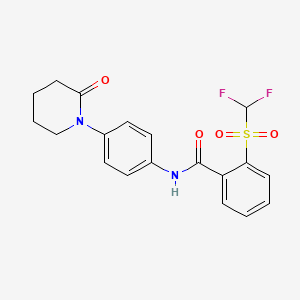 molecular formula C19H18F2N2O4S B2905654 2-((difluoromethyl)sulfonyl)-N-(4-(2-oxopiperidin-1-yl)phenyl)benzamide CAS No. 1448070-84-5
