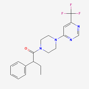 molecular formula C19H21F3N4O B2905657 2-Phenyl-1-{4-[6-(trifluoromethyl)-4-pyrimidinyl]piperazino}-1-butanone CAS No. 1775491-95-6