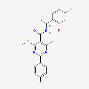 molecular formula C21H18F3N3OS B2905669 N-[1-(2,4-difluorophenyl)ethyl]-2-(4-fluorophenyl)-4-methyl-6-(methylsulfanyl)pyrimidine-5-carboxamide CAS No. 1147693-32-0