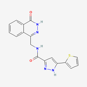 molecular formula C17H13N5O2S B2905671 N-((4-oxo-3,4-dihydrophthalazin-1-yl)methyl)-3-(thiophen-2-yl)-1H-pyrazole-5-carboxamide CAS No. 1296272-57-5