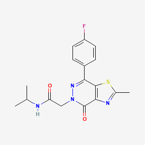 molecular formula C17H17FN4O2S B2905684 2-(7-(4-fluorophenyl)-2-methyl-4-oxothiazolo[4,5-d]pyridazin-5(4H)-yl)-N-isopropylacetamide CAS No. 941949-72-0