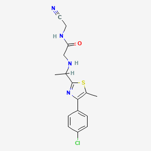 molecular formula C16H17ClN4OS B2905686 2-({1-[4-(4-chlorophenyl)-5-methyl-1,3-thiazol-2-yl]ethyl}amino)-N-(cyanomethyl)acetamide CAS No. 1797972-39-4