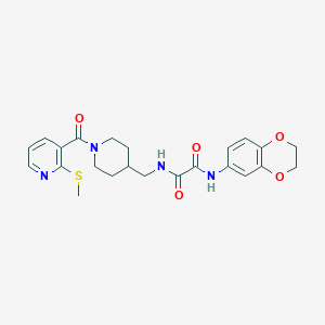B2905687 N1-(2,3-dihydrobenzo[b][1,4]dioxin-6-yl)-N2-((1-(2-(methylthio)nicotinoyl)piperidin-4-yl)methyl)oxalamide CAS No. 1234888-85-7