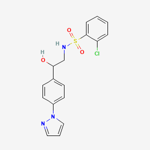 2-Chloro-N-[2-hydroxy-2-(4-pyrazol-1-ylphenyl)ethyl]benzenesulfonamide