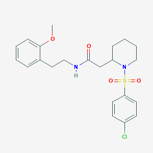 molecular formula C22H27ClN2O4S B2905703 2-(1-((4-chlorophenyl)sulfonyl)piperidin-2-yl)-N-(2-methoxyphenethyl)acetamide CAS No. 941990-61-0