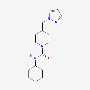 molecular formula C16H26N4O B2905705 4-((1H-pyrazol-1-yl)methyl)-N-cyclohexylpiperidine-1-carboxamide CAS No. 1421458-02-7