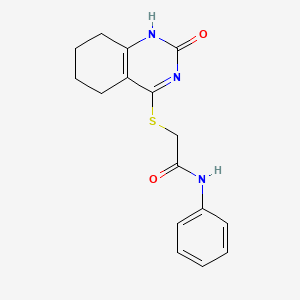 molecular formula C16H17N3O2S B2905714 2-[(2-oxo-5,6,7,8-tetrahydro-1H-quinazolin-4-yl)sulfanyl]-N-phenylacetamide CAS No. 1001519-80-7