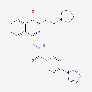 N-((4-oxo-3-(2-(pyrrolidin-1-yl)ethyl)-3,4-dihydrophthalazin-1-yl)methyl)-4-(1H-pyrrol-1-yl)benzamide