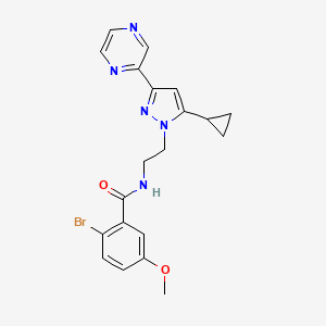 2-bromo-N-(2-(5-cyclopropyl-3-(pyrazin-2-yl)-1H-pyrazol-1-yl)ethyl)-5-methoxybenzamide