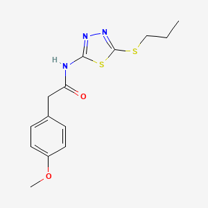 molecular formula C14H17N3O2S2 B2905756 2-(4-methoxyphenyl)-N-(5-(propylthio)-1,3,4-thiadiazol-2-yl)acetamide CAS No. 391875-33-5