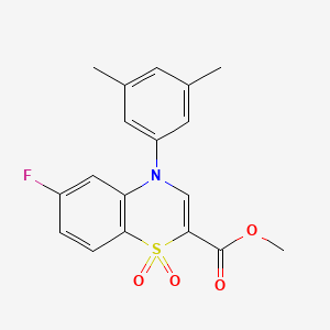 molecular formula C18H16FNO4S B2905757 methyl 4-(3,5-dimethylphenyl)-6-fluoro-4H-1,4-benzothiazine-2-carboxylate 1,1-dioxide CAS No. 1291849-50-7