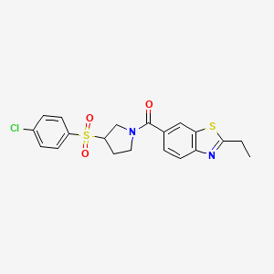 (3-((4-Chlorophenyl)sulfonyl)pyrrolidin-1-yl)(2-ethylbenzo[d]thiazol-6-yl)methanone