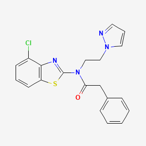 molecular formula C20H17ClN4OS B2905766 N-(2-(1H-pyrazol-1-yl)ethyl)-N-(4-chlorobenzo[d]thiazol-2-yl)-2-phenylacetamide CAS No. 1170021-10-9