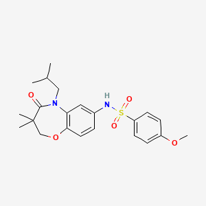 molecular formula C22H28N2O5S B2905771 N-(5-isobutyl-3,3-dimethyl-4-oxo-2,3,4,5-tetrahydrobenzo[b][1,4]oxazepin-7-yl)-4-methoxybenzenesulfonamide CAS No. 922057-45-2