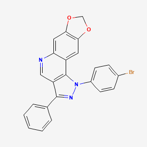 molecular formula C23H14BrN3O2 B2905772 1-(4-bromophenyl)-3-phenyl-1H-[1,3]dioxolo[4,5-g]pyrazolo[4,3-c]quinoline CAS No. 901044-43-7