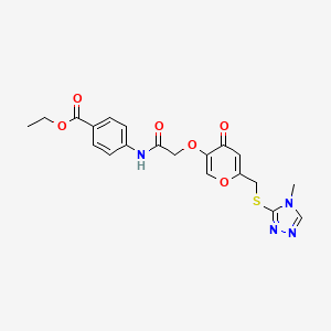 ethyl 4-(2-((6-(((4-methyl-4H-1,2,4-triazol-3-yl)thio)methyl)-4-oxo-4H-pyran-3-yl)oxy)acetamido)benzoate