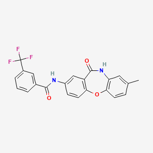 molecular formula C22H15F3N2O3 B2905780 N-(8-methyl-11-oxo-10,11-dihydrodibenzo[b,f][1,4]oxazepin-2-yl)-3-(trifluoromethyl)benzamide CAS No. 922083-25-8