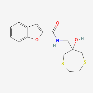 molecular formula C15H17NO3S2 B2905796 N-[(6-Hydroxy-1,4-dithiepan-6-yl)methyl]-1-benzofuran-2-carboxamide CAS No. 2415631-70-6