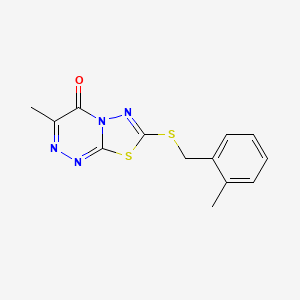 molecular formula C13H12N4OS2 B2905797 3-Methyl-7-[(2-methylphenyl)methylsulfanyl]-[1,3,4]thiadiazolo[2,3-c][1,2,4]triazin-4-one CAS No. 869074-66-8