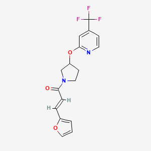 molecular formula C17H15F3N2O3 B2905803 (E)-3-(furan-2-yl)-1-(3-((4-(trifluoromethyl)pyridin-2-yl)oxy)pyrrolidin-1-yl)prop-2-en-1-one CAS No. 2035005-23-1