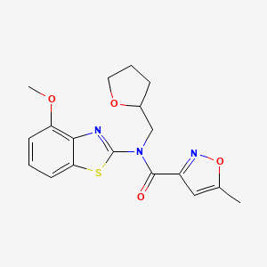 molecular formula C18H19N3O4S B2905807 N-(4-methoxybenzo[d]thiazol-2-yl)-5-methyl-N-((tetrahydrofuran-2-yl)methyl)isoxazole-3-carboxamide CAS No. 946274-71-1