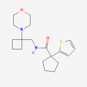 molecular formula C19H28N2O2S B2905820 N-[(1-Morpholin-4-ylcyclobutyl)methyl]-1-thiophen-2-ylcyclopentane-1-carboxamide CAS No. 2380083-94-1