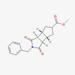 molecular formula C18H19NO4 B2905823 rel-((3aR,3bS,5r,6aR,6bS)-Methyl 2-benzyl-1,3-dioxodecahydrocyclopenta[3,4]cyclobuta[1,2-c]pyrrole-5-carboxylate) CAS No. 2137032-79-0