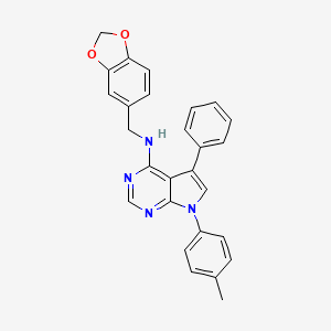 molecular formula C27H22N4O2 B2905837 N-(1,3-benzodioxol-5-ylmethyl)-7-(4-methylphenyl)-5-phenyl-7H-pyrrolo[2,3-d]pyrimidin-4-amine CAS No. 477233-08-2