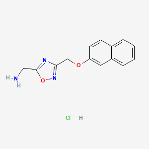 molecular formula C14H14ClN3O2 B2905841 (3-((Naphthalen-2-yloxy)methyl)-1,2,4-oxadiazol-5-yl)methanamine hydrochloride CAS No. 1235097-48-9