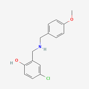 molecular formula C15H16ClNO2 B2905853 4-Chloro-2-{[(4-methoxybenzyl)amino]methyl}phenol CAS No. 827328-93-8