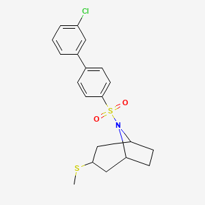 molecular formula C20H22ClNO2S2 B2905862 (1R,5S)-8-((3'-chloro-[1,1'-biphenyl]-4-yl)sulfonyl)-3-(methylthio)-8-azabicyclo[3.2.1]octane CAS No. 1790197-02-2